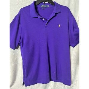 Polo Ralph Lauren Men's Adult Size L Polo Classic Fit Colored Pony Purple Cotton